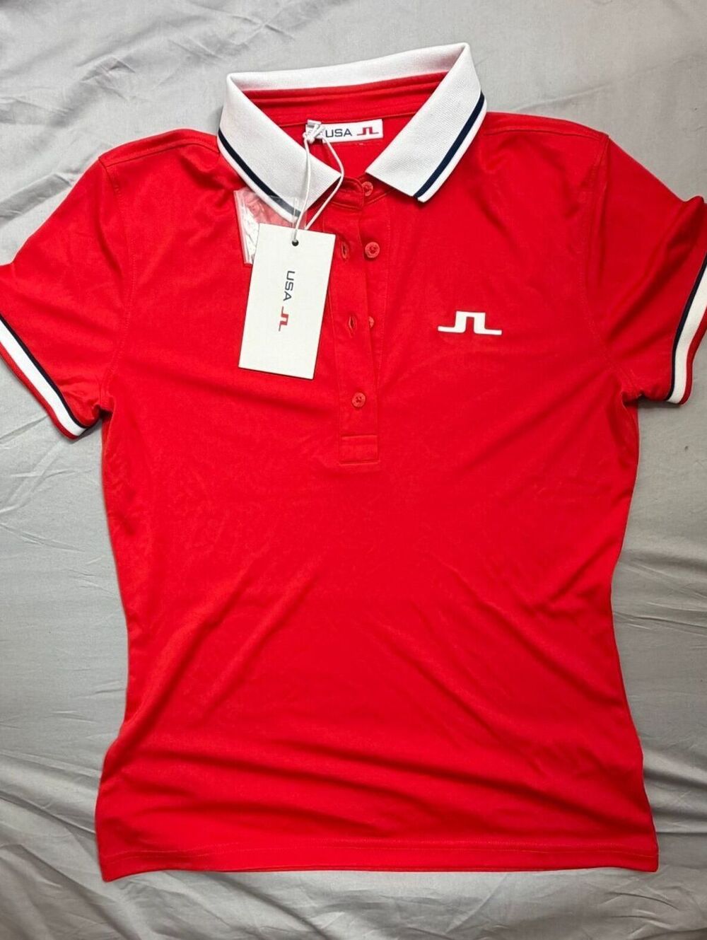 NWT J.Lindeberg USA Golf Desiree Polo Women's M Red Olympic Golf Team